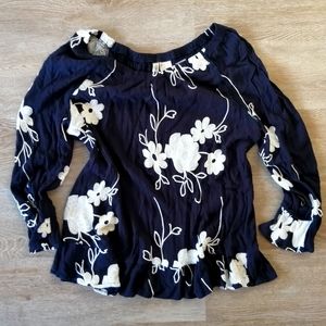 2/$15 Off the shoulder embroidered top